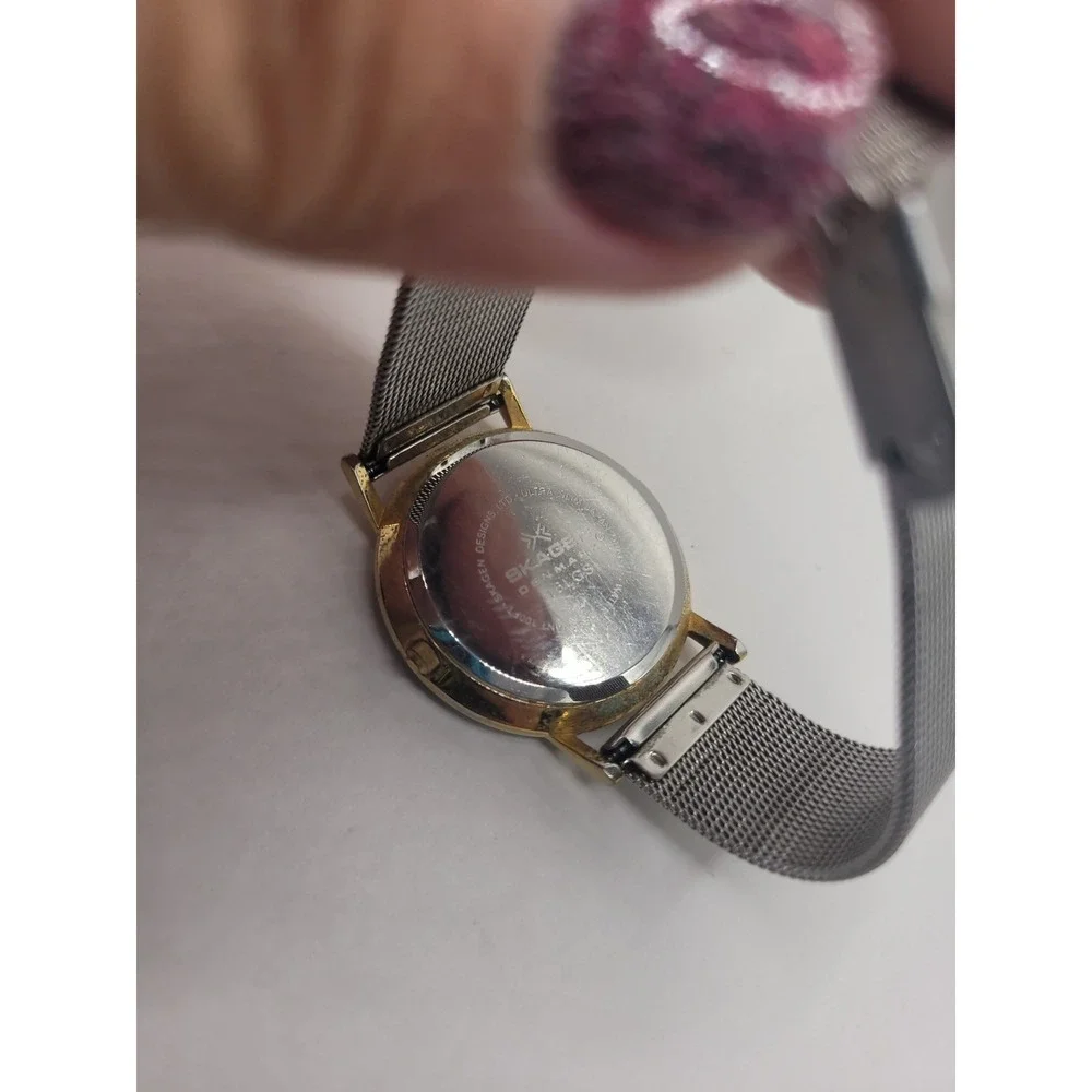 Skagen Denmark 16LGS Two Tone Quartz Watch Date Mesh Band 33.5mm